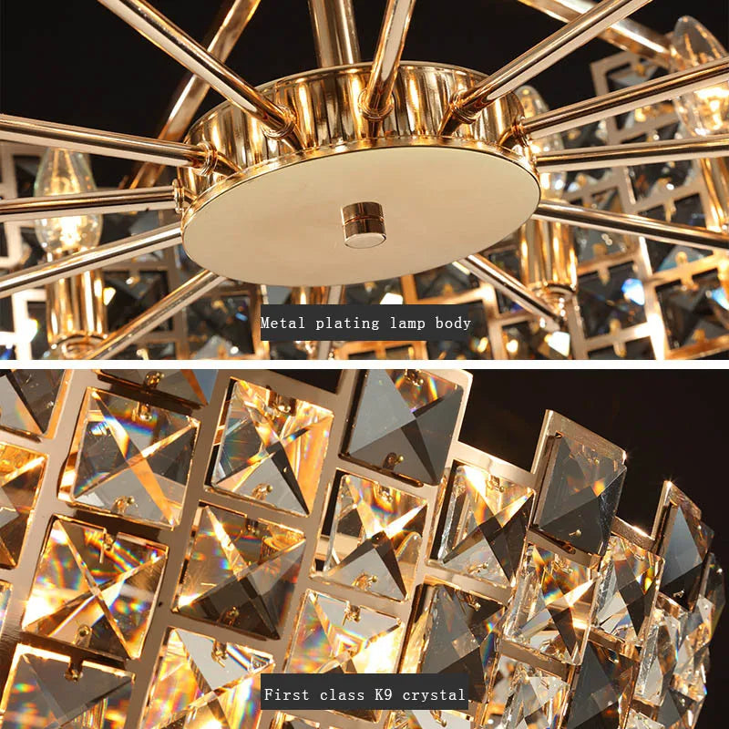 "2025 DecorBites™ Crystal Gold Chandelier Pendant Lamp for Luxury Home Decor"