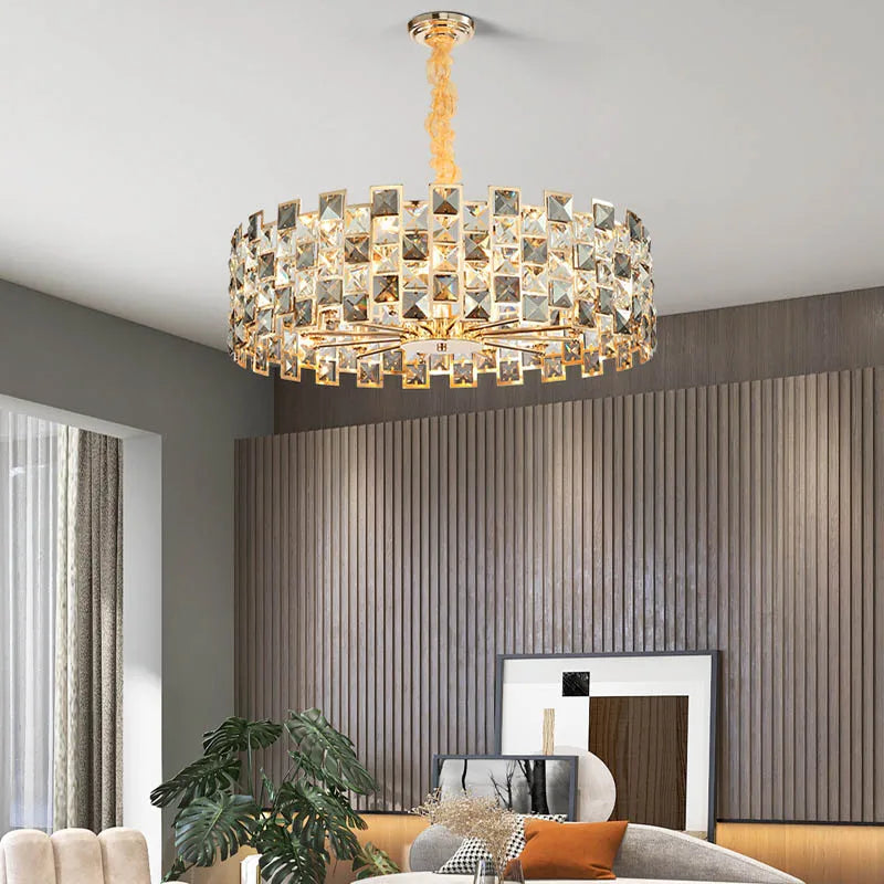 "2025 DecorBites™ Crystal Gold Chandelier Pendant Lamp for Luxury Home Decor"