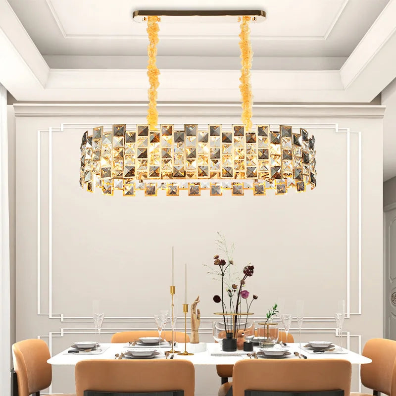 "2025 DecorBites™ Crystal Gold Chandelier Pendant Lamp for Luxury Home Decor"
