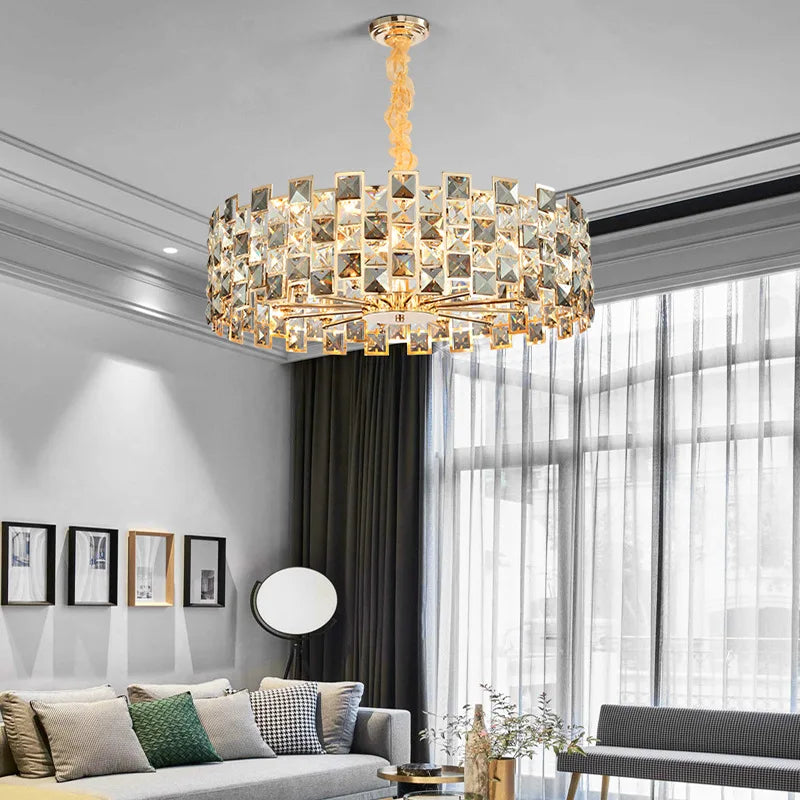 "2025 DecorBites™ Crystal Gold Chandelier Pendant Lamp for Luxury Home Decor"