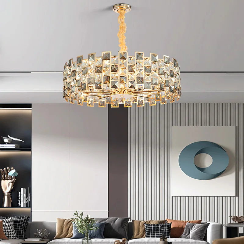"2025 DecorBites™ Crystal Gold Chandelier Pendant Lamp for Luxury Home Decor"